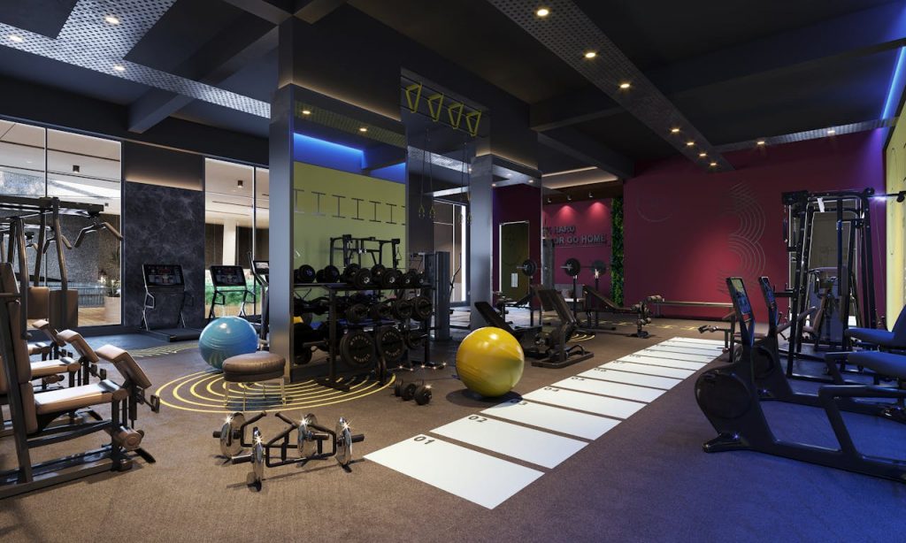 Fitnessstudioreinigung Aachen – Bild eines Fitnessstudios von innen.